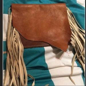 Fringe leather clutch